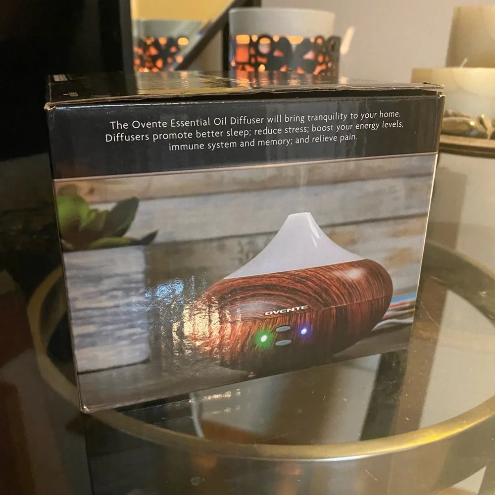 New Ovente LED Essential Oil Diffuser | Aromatherapy Humidifier | Wood Grain
